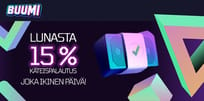 Päivittäinen 15 % käteispalautus Buumi Casinolta