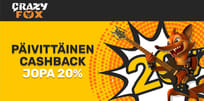 Jopa 20 % päivittäinen cashback Crazy Foxilta