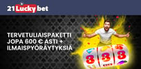 Nappaa kolmiosainen tervetulobonus 21LuckyBet-kasinolta