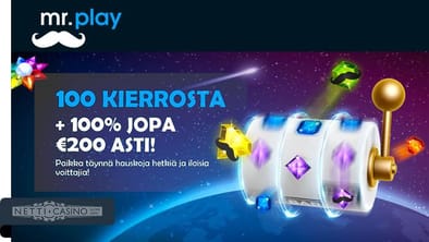 mr play 100 kierrosta + 100% jopa€200 asti!